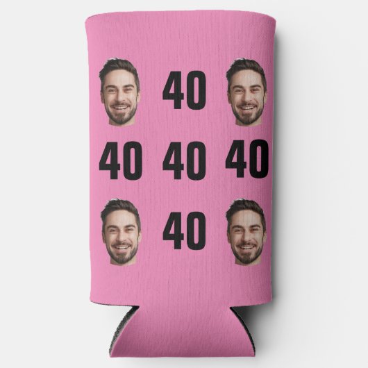 おもしろいユニーク40歳の誕生日フォトクールレトロ スリム缶クーラー (正面)