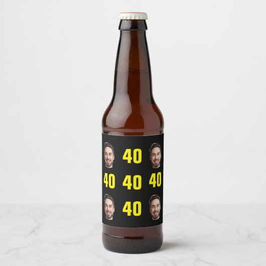 おもしろいユニーク40歳の誕生日フォトクールレトロ ビールラベル (正面)