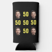 おもしろいユニーク50誕生日フォトクールレトロ スリム缶クーラー (裏面)