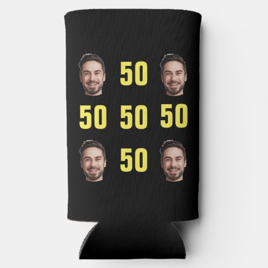 おもしろいユニーク50誕生日フォトクールレトロ スリム缶クーラー (裏面)