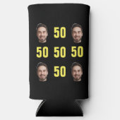 おもしろいユニーク50誕生日フォトクールレトロ スリム缶クーラー (正面)