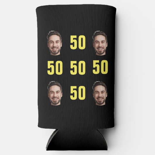 おもしろいユニーク50誕生日フォトクールレトロ スリム缶クーラー (正面)