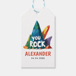 おもしろいユーカラフルロックマウンテンクライマーキャ絵を描ンプ ギフトタグ