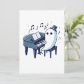 おもしろいユーモアと可愛い幽霊の遊ピアノ音楽アート 招待状 (スタンド正面)