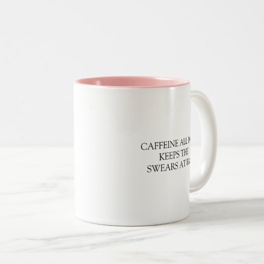 おもしろいユーモアのあるカフェイン終日引用文 ツートーンマグカップ (正面右)