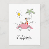 おもしろいユーモアのあるカリフォルニアレディ&ファンシーカー ポストカード (正面)