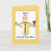 おもしろいユーモアのある男性マンガレッドワイン誕生日 カード (正面)