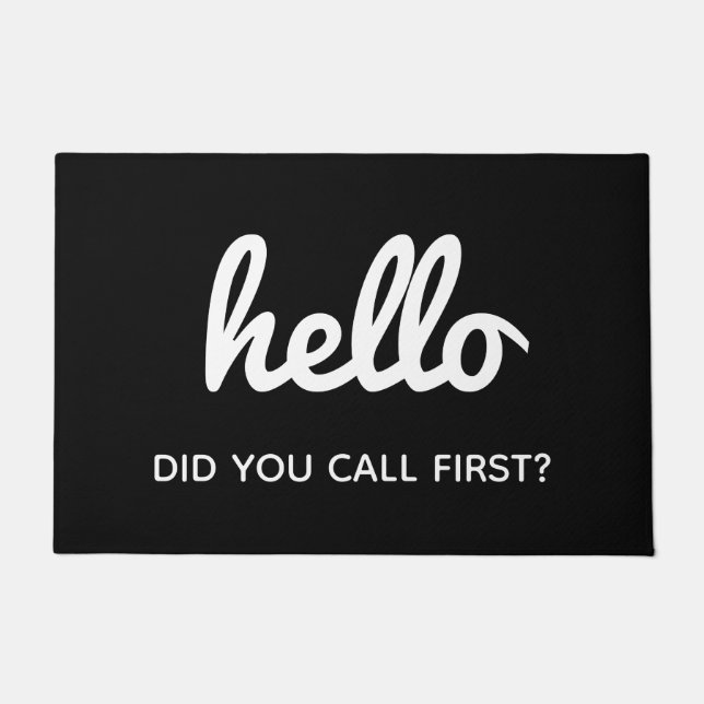 おもしろいユーモアのあるHello白黒 ドアマット (正面)
