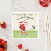 おもしろいユーモアレトロサンタ遊ゴルゴルフモノグラム名 スタンダードカクテルナプキン (インサイチュ)