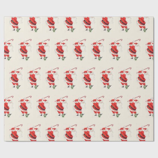 おもしろいユーモアレトロサンタ遊ゴルフ ラッピングペーパー (フラット)