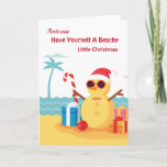 おもしろいユーモアSanta Claus Christmas Personalize カード<br><div class="desc">おもしろいユーモアSanta Claus Christmas Personalizeおもしろいカードはサンディ考えクロースと一緒に暖かい砂浜のビーチとそのギフトのカード。名前でカスタマイズする</div>