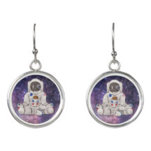 おもしろいヨガ宇宙飛行士ギフト銀フランスの線イヤリング