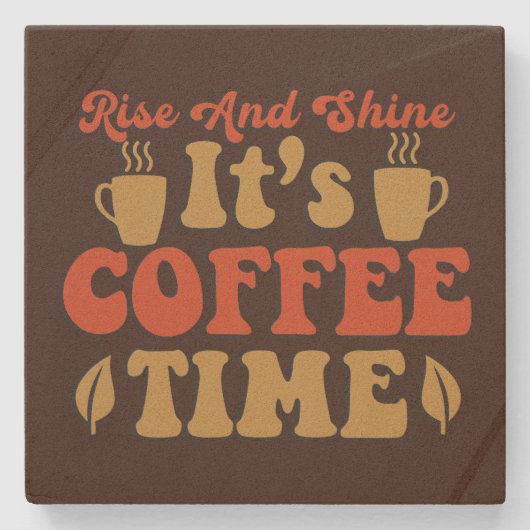 おもしろいライズshine coffee time word art ストーンコースター (正面)