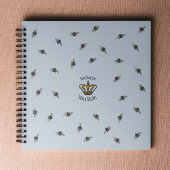 おもしろいライトブルークイーンビー&クラウンフローラモノグラム ノートブック