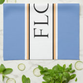 おもしろいライトブルーホワイトキッチンフラワーレースストライプズ キッチンタオル (折り畳み)