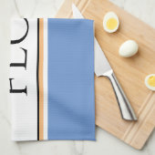 おもしろいライトブルーホワイトキッチンフラワーレースストライプズ キッチンタオル (四つ折り)