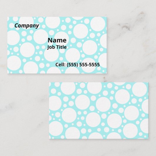 おもしろいライトブルー水玉模様名刺 名刺 (正面/裏面)