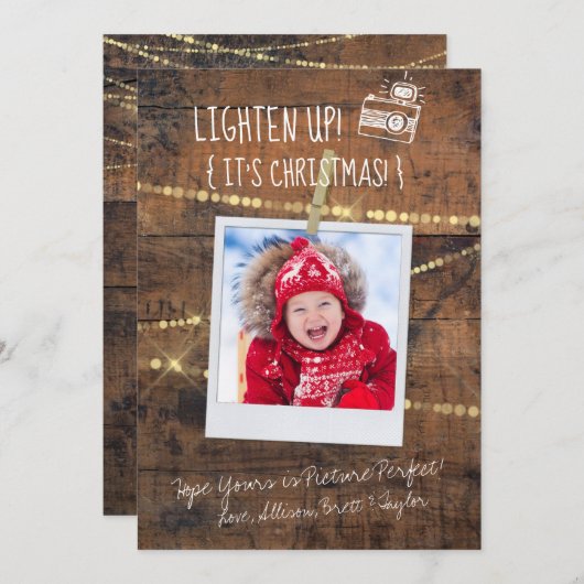 おもしろいライトンアップ写真家クリスマスホリデーカード (正面/裏面)