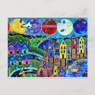 おもしろいライフビーチ宇宙シャトル惑星海キッズ ポストカード