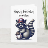 おもしろいラクーンカスタム野球誕生日動物 カード (正面)