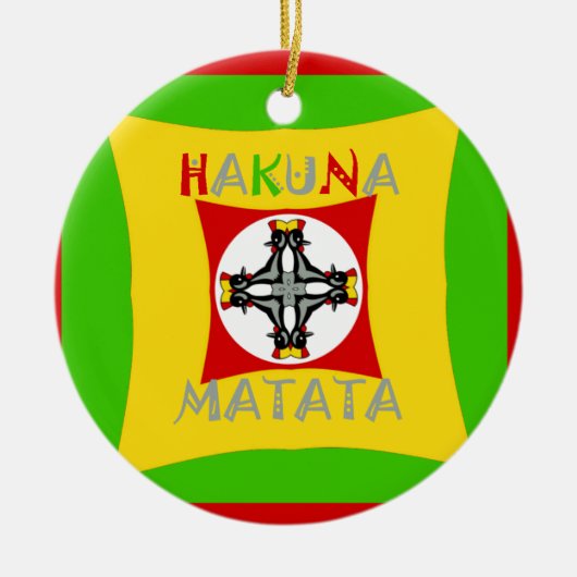 おもしろいラスタカラーレッドゴールデングリーン セラミックオーナメント (正面)