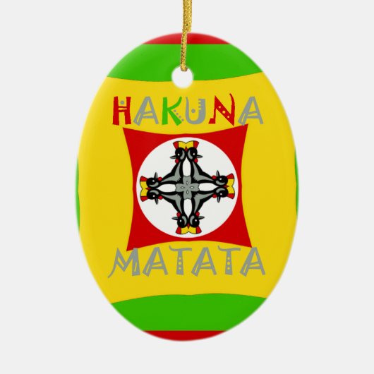 おもしろいラスタカラーレッドゴールデングリーン セラミックオーナメント (正面)