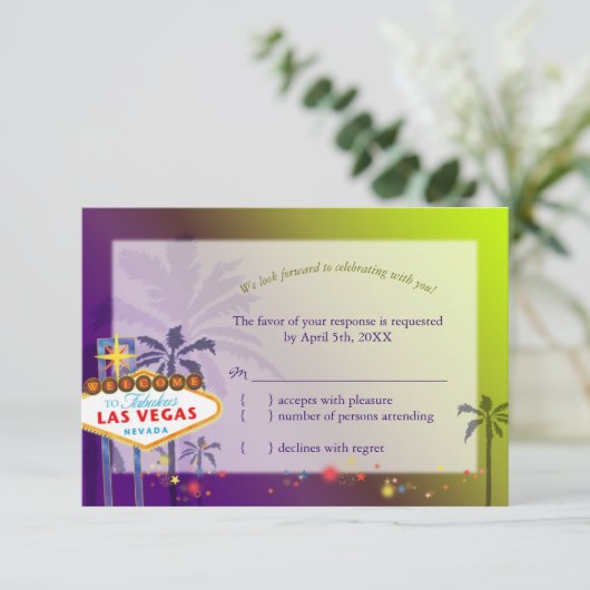 おもしろいラスベガスデスティネーションウェディングRSVP 出欠カード (スタンド正面)