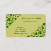 おもしろいラッキーグリーン4リーフクローバー金ゴールド蹄鉄 名刺 (正面)