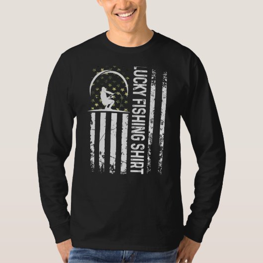 おもしろいラッキー魚釣り用魚釣り Tシャツ (正面)