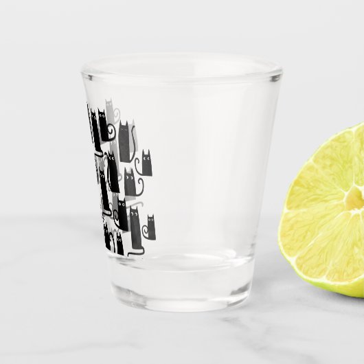 おもしろいラッキー黒猫 ショットグラス (右)