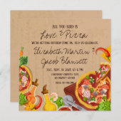 おもしろいラブアンドピザ結婚式招待状 招待状 (正面/裏面)