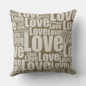 おもしろいラブタイポグラフィブラウン装飾用クッション クッション (裏面)