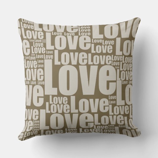おもしろいラブタイポグラフィブラウン装飾用クッション クッション (裏面)