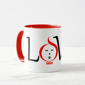 おもしろいラブデザインキャラクターとxoxo マグカップ