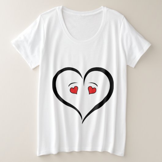 おもしろいラブハートTシャツ プラスサイズTシャツ (デザイン正面)