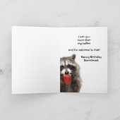 おもしろいラブユー誕生日スウィートアートおもしろいラクーン カード (内部)