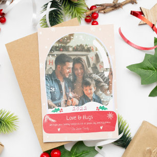 おもしろいラブ&ハグ写真スノーグローブイラストレーション シーズンカード
