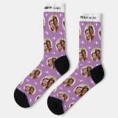 おもしろいラベンダーの新婚フォトパタ結婚ーン ソックス (左)