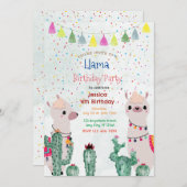 おもしろいラマパーティー誕生日招待状 招待状 (正面/裏面)