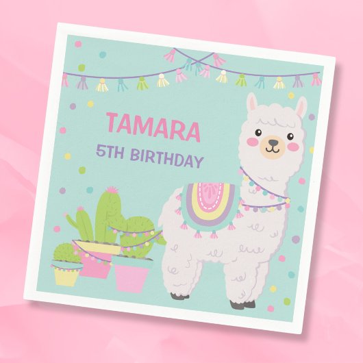 おもしろいラマパーティー スタンダードカクテルナプキン