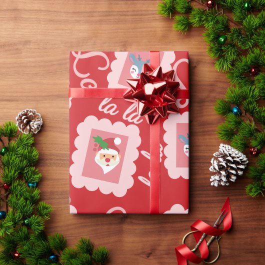 おもしろいララクリスマスカロルスクリプトサンタクロース ラッピングペーパー (クリスマスギフト)