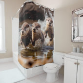 おもしろいランニングのカワウソ動物 シャワーカーテン (インサイチュ)