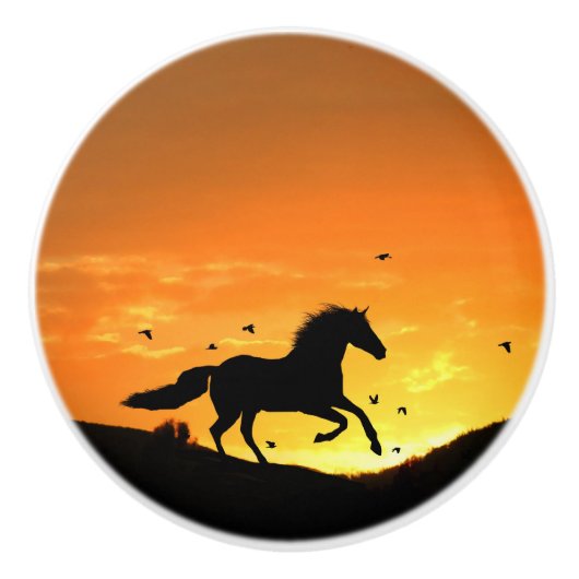 おもしろいランニングの馬の爪と引き セラミックノブ (正面)