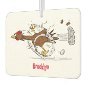 おもしろいランニングカッコいい鶏イラストレーション カーエアーフレッシュナー (左)