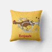 おもしろいランニングカッコいい鶏イラストレーション クッション (裏面)