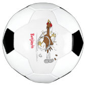 おもしろいランニングカッコいい鶏イラストレーション サッカーボール (回転)