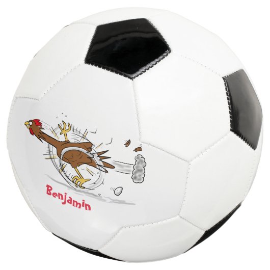 おもしろいランニングカッコいい鶏イラストレーション サッカーボール (3/4)