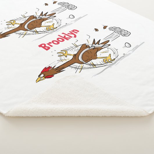 おもしろいランニングカッコいい鶏イラストレーション シェルパブランケット (3/4)