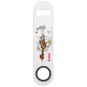 おもしろいランニングカッコいい鶏イラストレーション スピード栓抜き (正面)