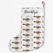 おもしろいランニングカッコいい鶏イラストレーション スモールクリスマスストッキング (裏面)